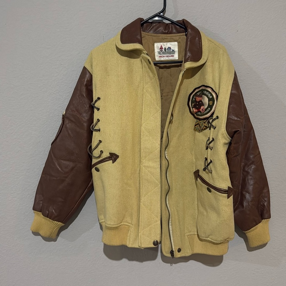 Vintage Sports Togs Brown and Tan Varsity Jacket